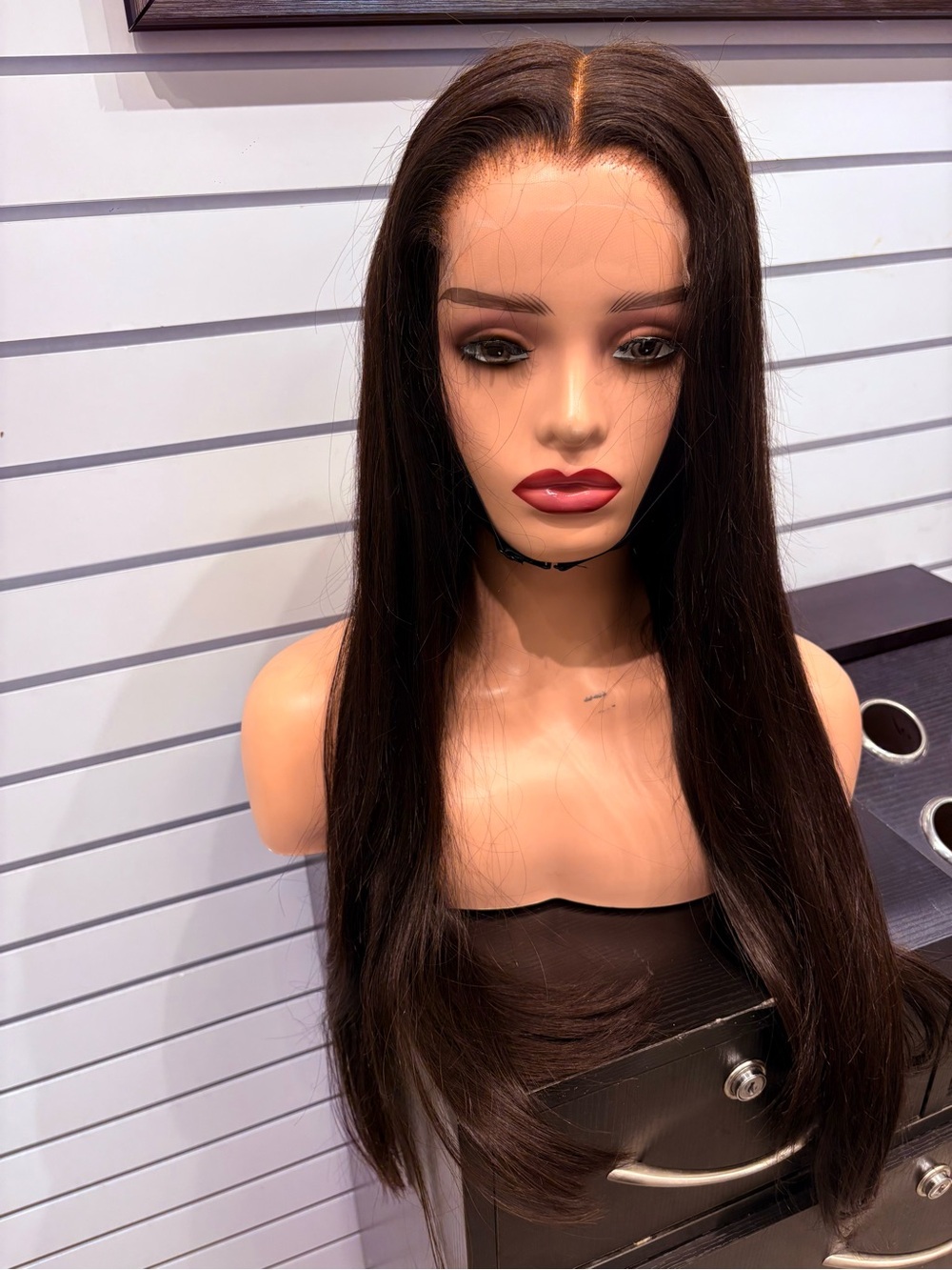 Natural Straight Lace Front Wig - Dark Brown
